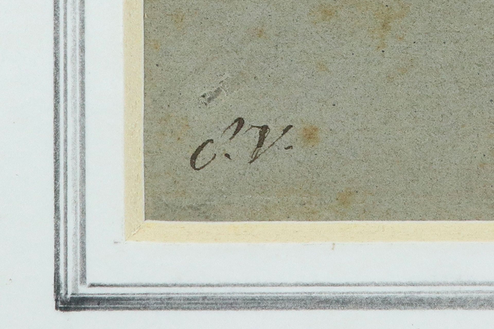 19th Cent. Belgian drawing with the monogram of Eugène Verboeckhoven || VERBOECKHOVEN EUGÈNE, JOSEPH - Bild 2 aus 3