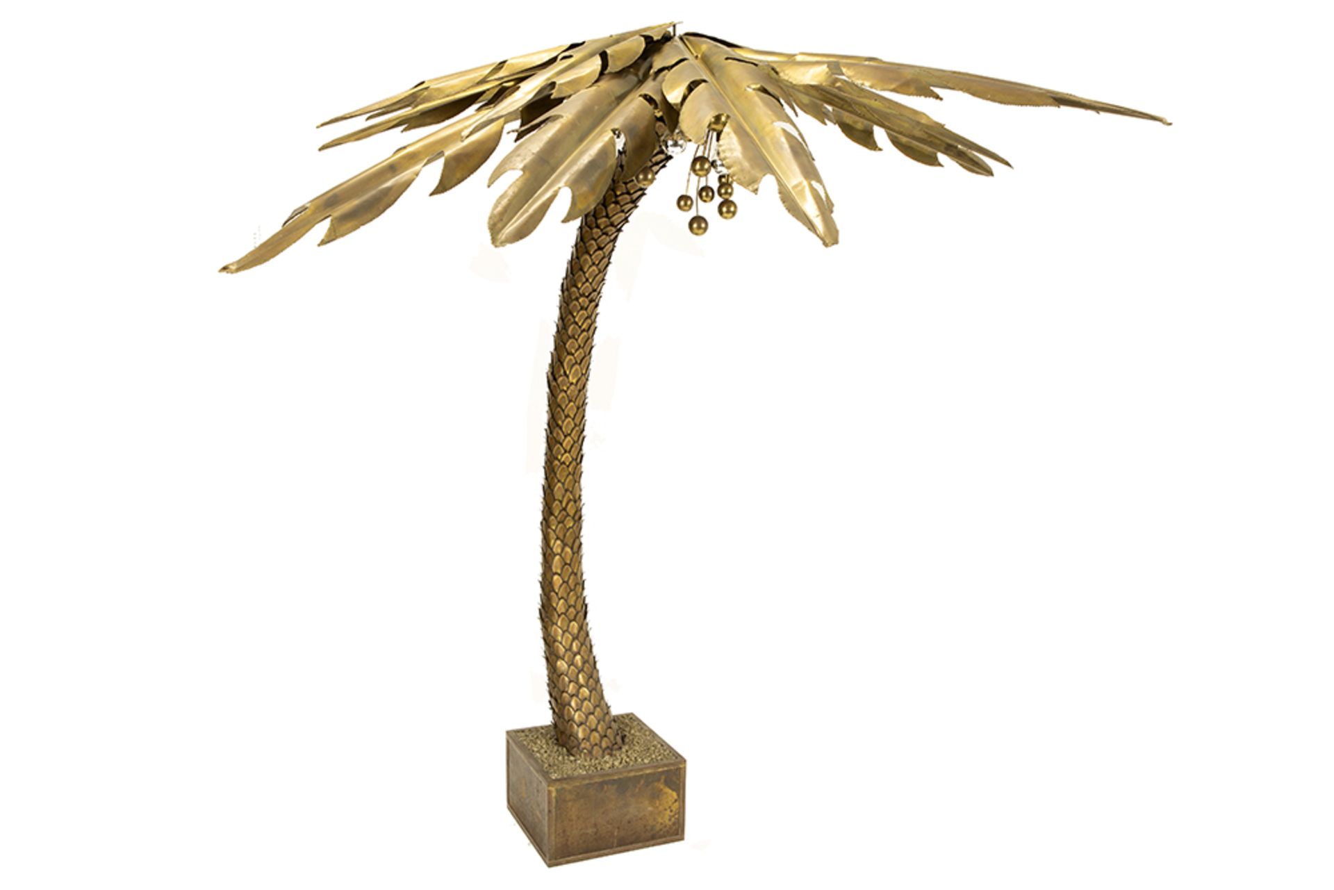 rare seventies' XXL (2,40 metres high) Maison Jansen Palm Tree (floor) lamp, typically handmade with