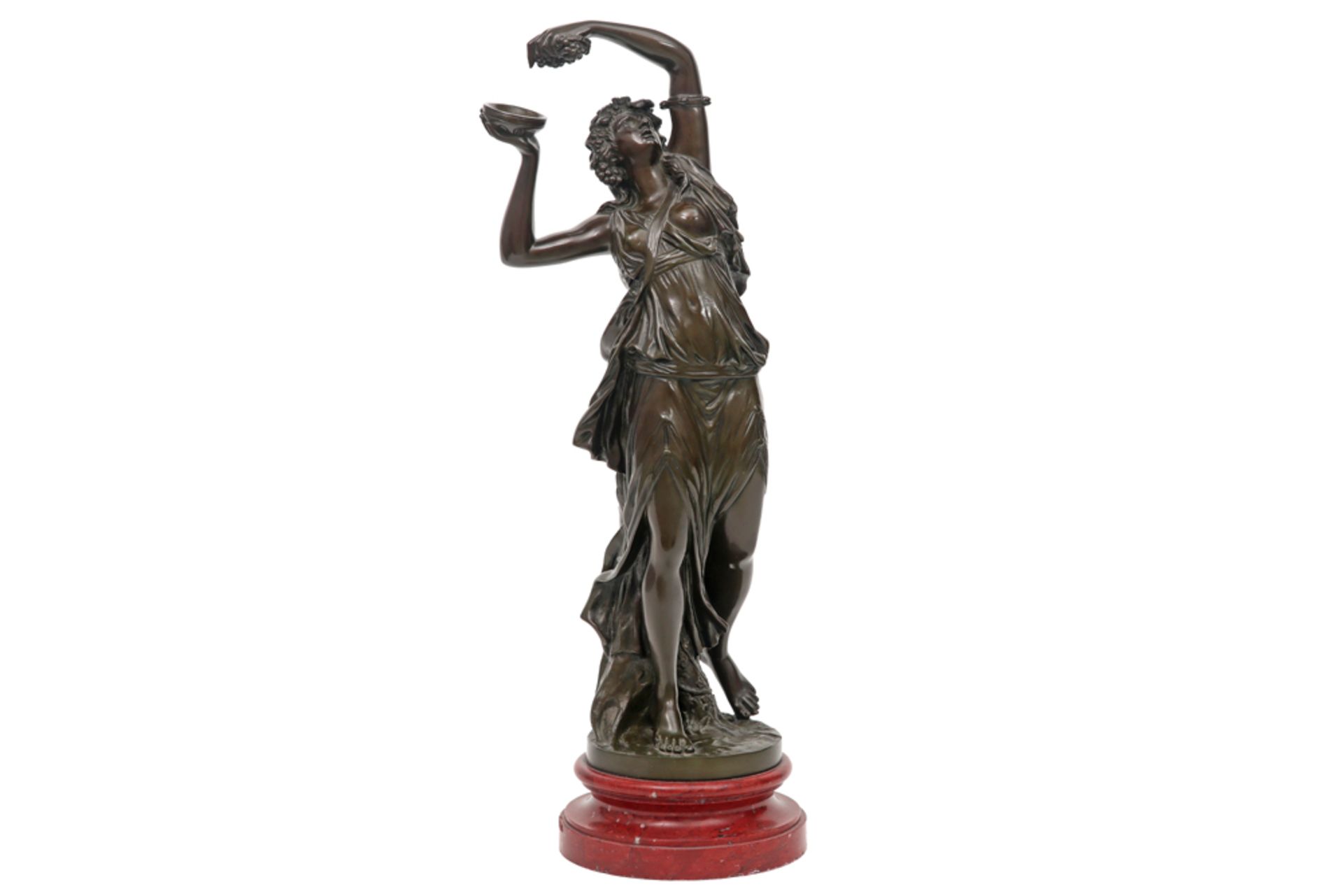 CLODION (1738 - 1814) antieke sculptuur in brons : "Dansende bacchante"  -  hoogte : 47 cm  -  op so