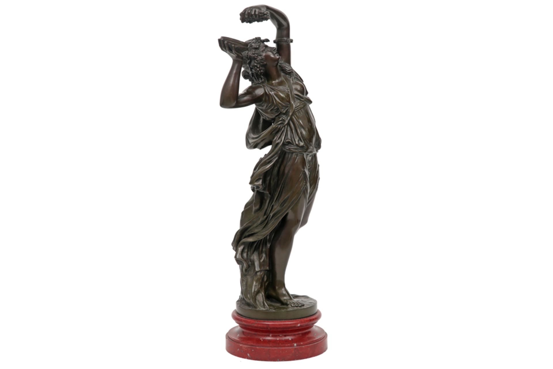 CLODION (1738 - 1814) antieke sculptuur in brons : "Dansende bacchante"  -  hoogte : 47 cm  -  op so - Image 2 of 5