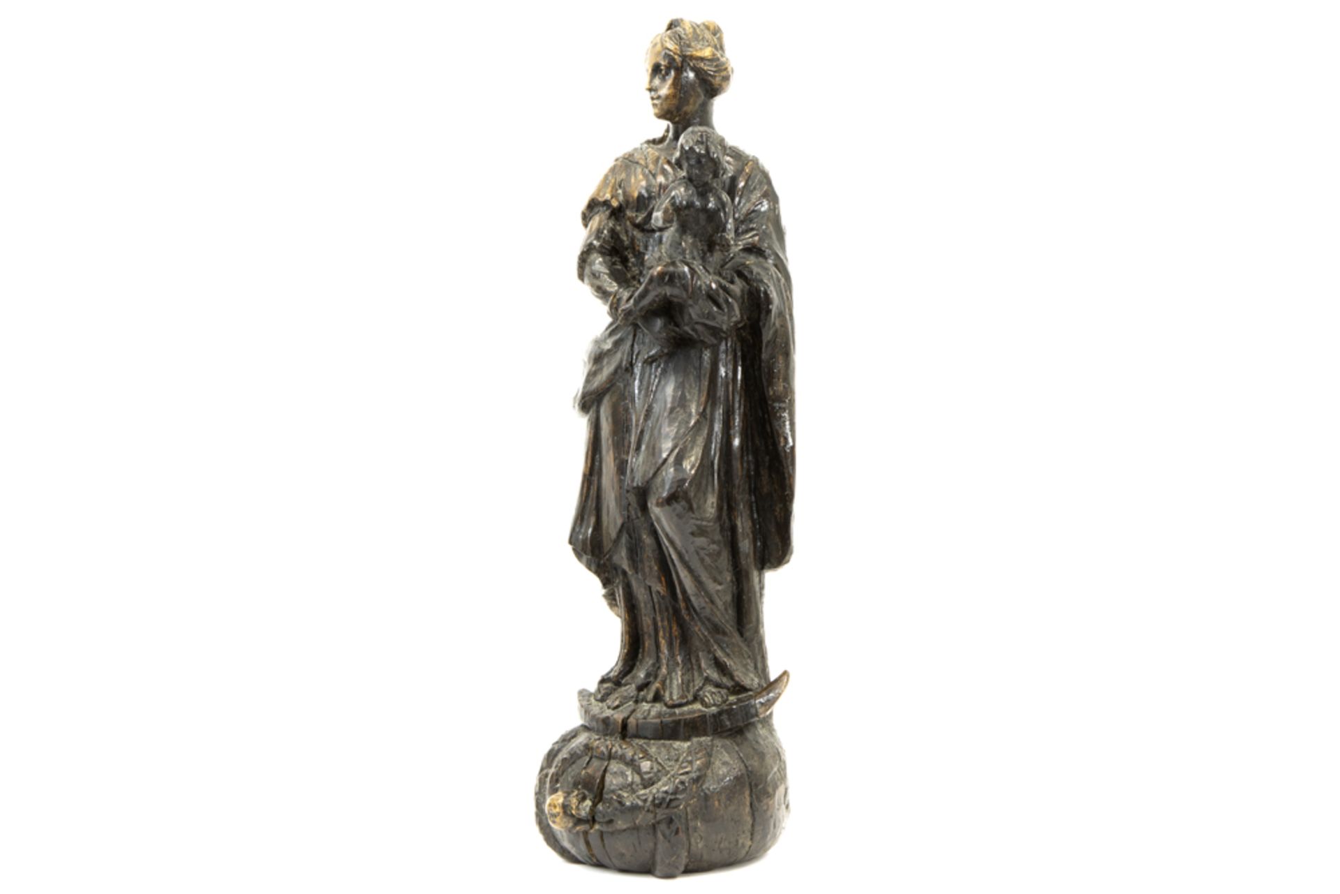 VLAANDEREN  -  16°/17° EEUW houtsculptuur : "Madonna met kind"  -  hoogte : 87 cm  || 16th/17th Cent - Image 3 of 4