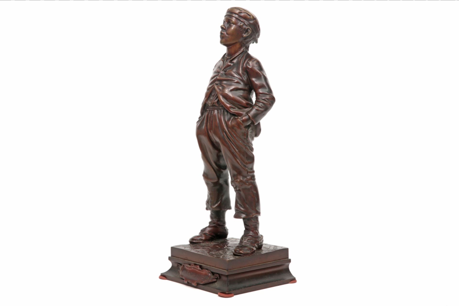HERTZBERG HALFDAN (1857 - 1890) sculptuur in brons : "Fluitende jongen" (Le jeune mousse siffleur) d - Image 2 of 5