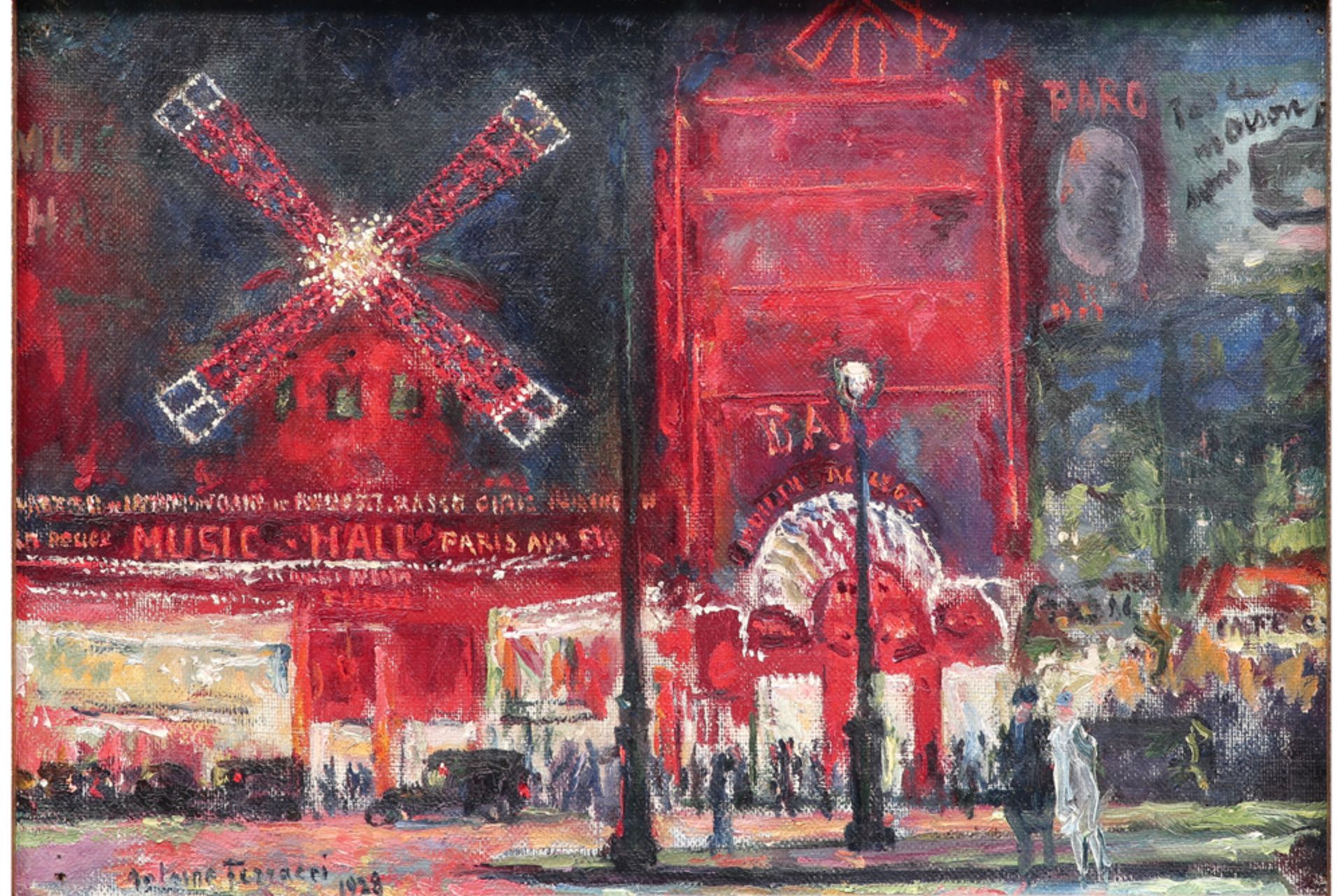 FERRACCI ANTOINE (1890 - 1984) (FR) olieverfschilderij op doek : "Zicht van de Moulin Rouge te Parij