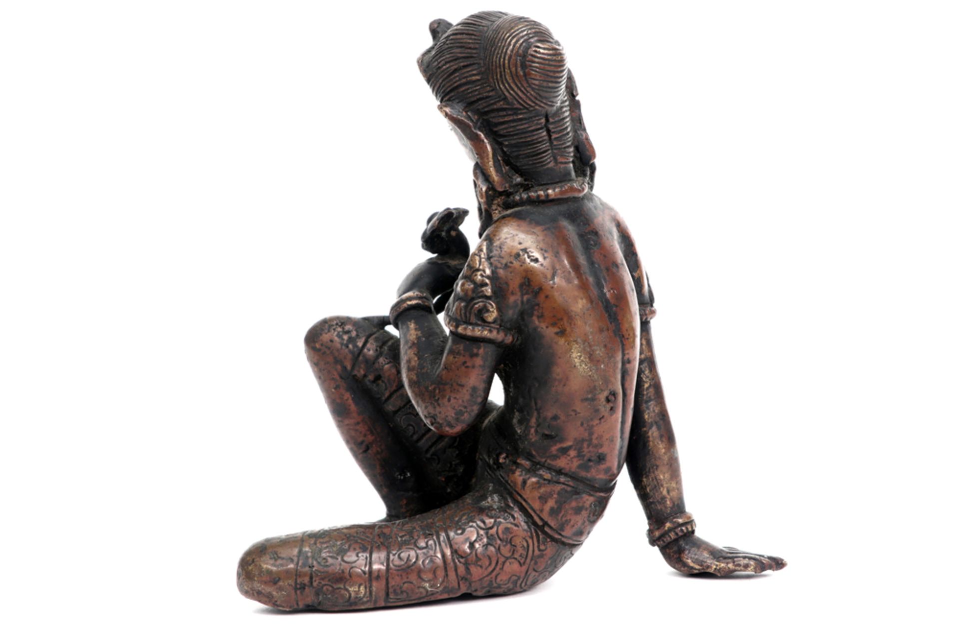 Antieke Nepalese sculptuur  :  "Zittende Tara"  -  hoogte  :  11 cm  || antique Nepalese sculpture " - Image 3 of 5