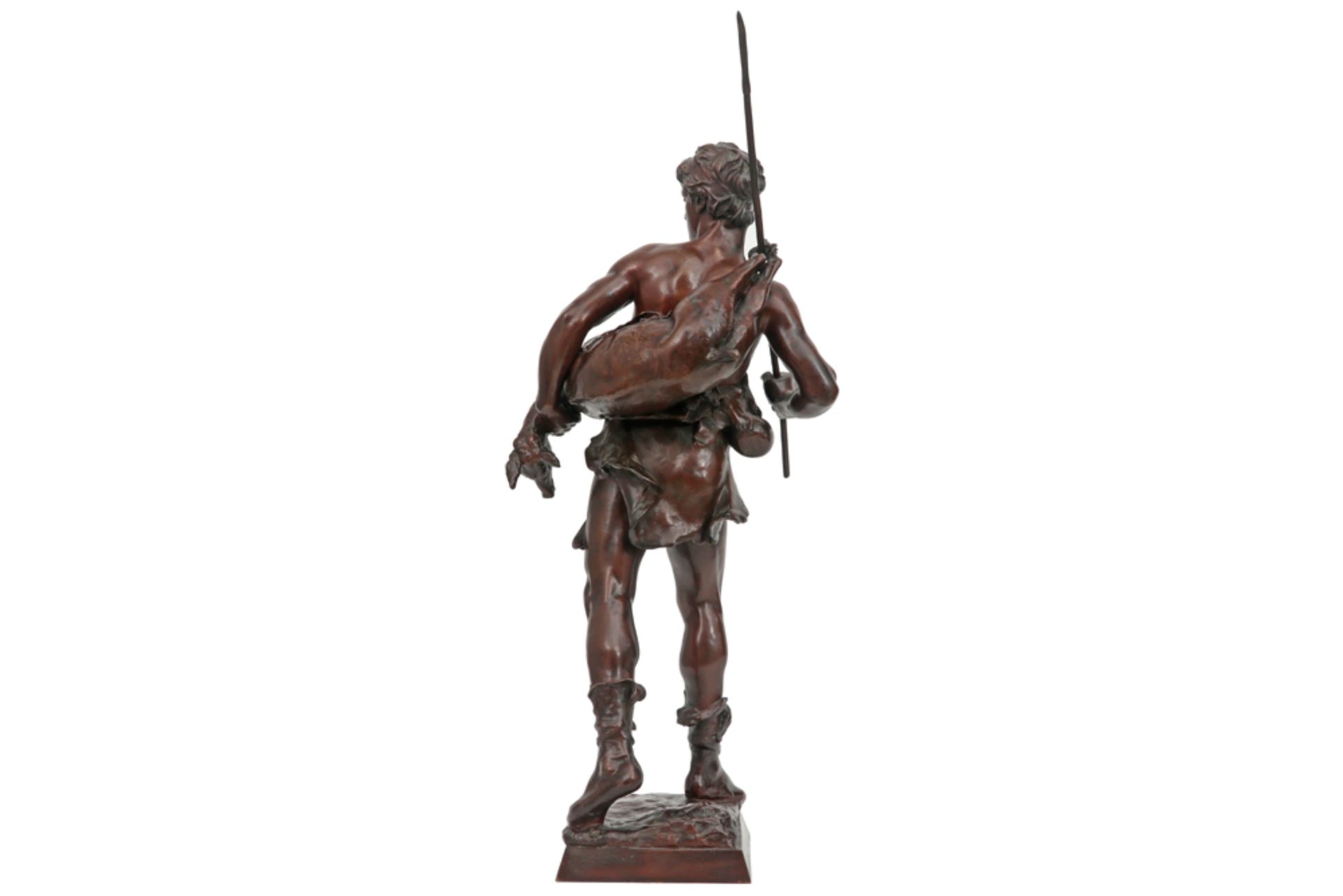 MARIOTON EUGÈNE (1854 - 1933) antieke sculptuur in brons : "Jager"  -  hoogte : 62 cm getekend en me - Image 3 of 6