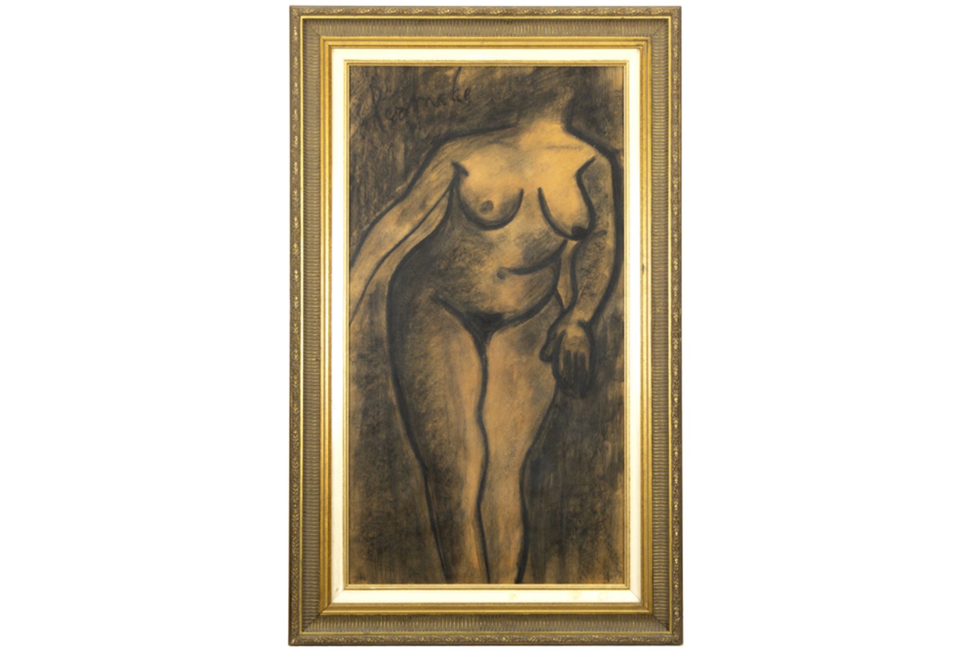 PERMEKE CONSTANT (1886 - 1952) houtskooltekening : "Torso van een vrouwelijk naakt"  -  77,5 x 41  g - Image 3 of 3