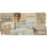 various lot with engraving, drawings and mixed media works || Lot (15) met gravure, tekeningen en