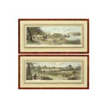 pair of antique English prints || Paar antieke Engelse gravures met jachttaferelen - 24 x 67