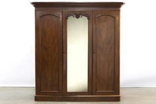 19th Cent. English typical Victorian wardrobe in mahogany with three doors (the middle with