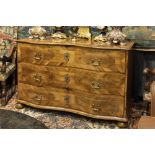 18th Cent. parquetry chest of drawers from the regio of the Meuse with a double curved front with