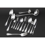 Belgian Delheid signed set with 119 pieces of Louis XV style cutlery set in marked silver || DELHEID