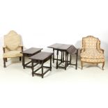 two oak armchairs, an oak Sutherland table and two small oak occasional tables || Lot (5) met twee