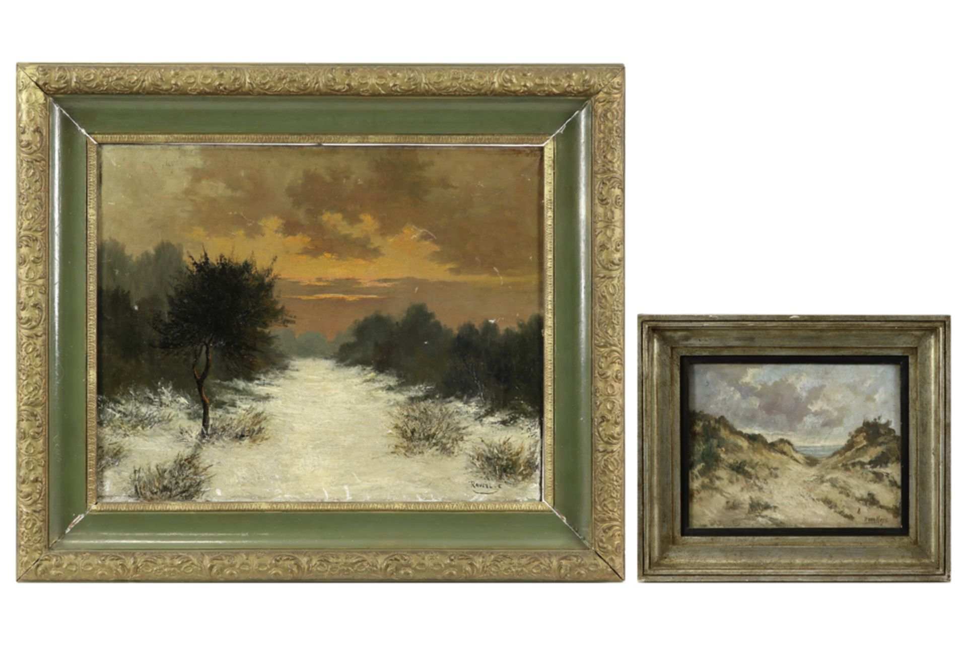 two oilpaintings - one signed Paul Van Hoye and one signed C. Raveel || Lot van 2