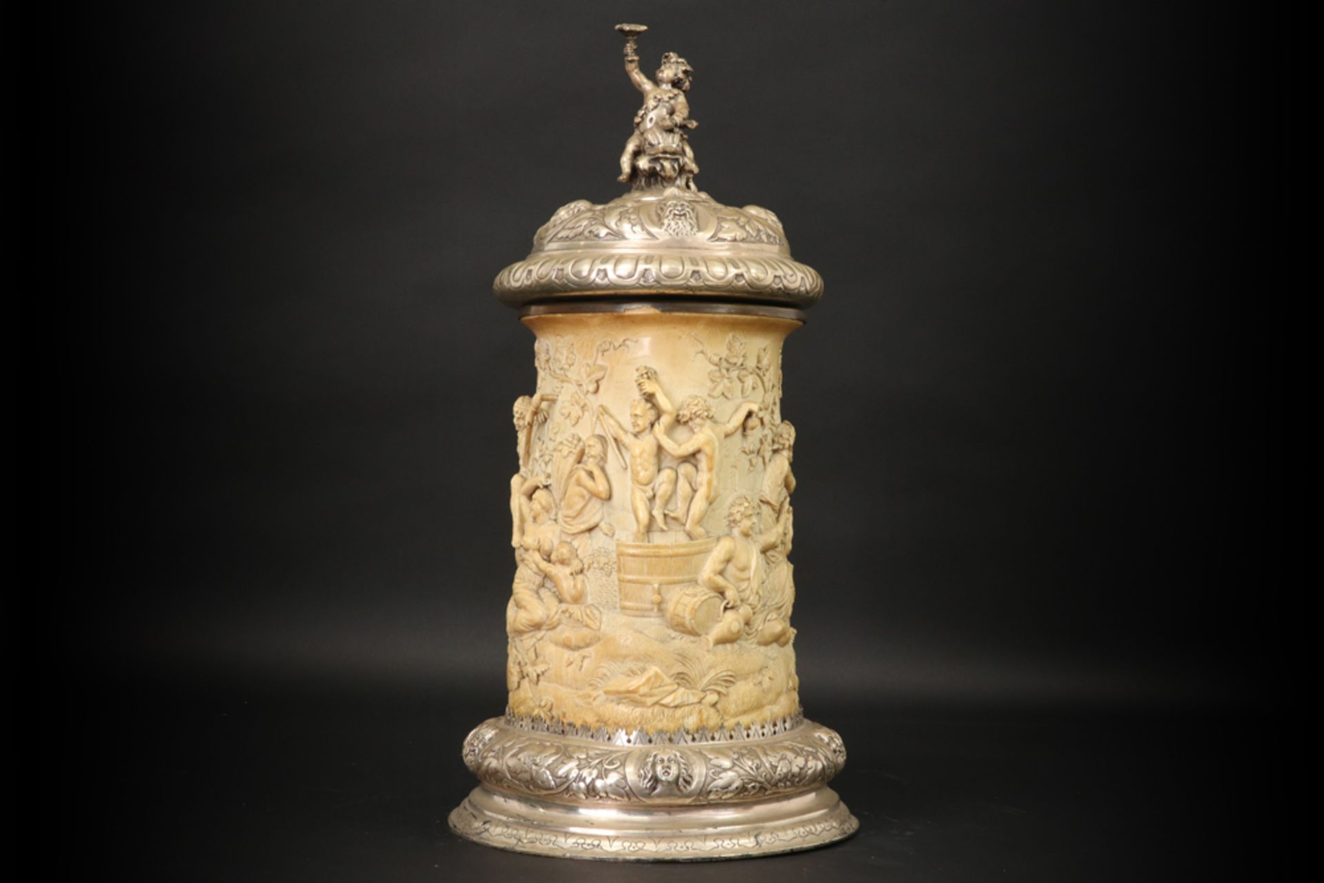 19th Cent. or earlier European, probably French, cup/tankard in ivory and marked solid silver ( - Image 3 of 6