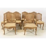 Louis XV style set (10) of 8 chairs and two armchairs in cerused oak || Set van acht stoelen en twee