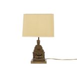 nineties' lamp with an antique Japanese wood sculpture || Nineties' vintage schemerlamp met een