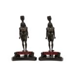 pair of antique "Retour d'Egypte" candlesticks in bronze and porphyry || Paar antieke "Retour d'