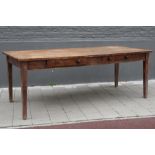 antique refectory table with two drawers in oak || Antieke eettafel met twee laden in eik