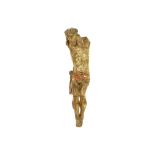 antique Christ corpus in wood with remains of the original polychromy || Antieke Christuscorpus in