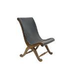 child's chair in wood and leather || Kinderstoeltje in hout en leder