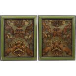 pair of of framed 17th Cent. panels in Cordoban leather with a baroque decor || Paar ingekaderde