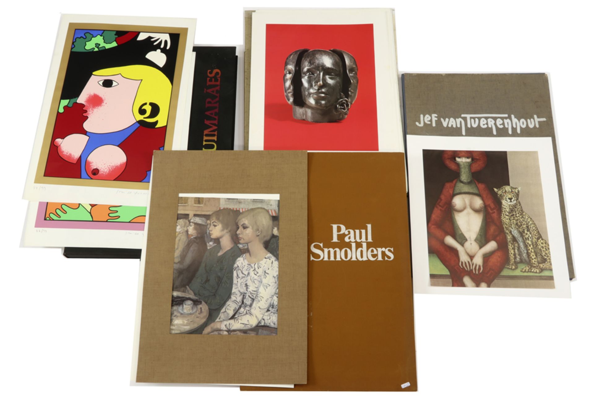 six portfolios with prints by 20th Cent. Belgian artists P. Smolders, G. Bogaert and Jef van