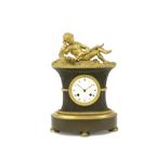 antique Le Roy (on the face) signed neoclassical clock with a case in partially gilded bronze - with
