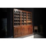 antique Anglo-colonial (possibly South African) library bookcase in an exotic wood type with three