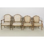 set of four neoclassical armchairs in cerused wood || Set van vier neoclassicistische fauteuils in