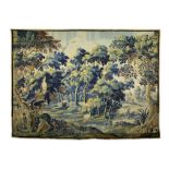 17th/18th Cent. tapestry with a decorative theme with a landscape with several birds between trees