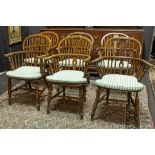 set of six antique elm "captain's chairs", bought from Axel Vervoordt || Serie van zes antieke