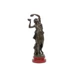 antique Clodion sculpture in bronze on a base in red marble - signed "Clodion par SJ." || CLODION (