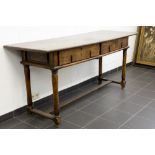 antique South European three drawers side table in walnut - bought from A. Vervoordt || Antieke