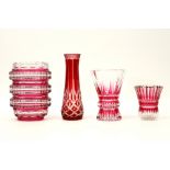 four Belgian vases in crystal VSL || Lot van vier vazen in kristal Val-St-Lambert - hoogtes van 15,5