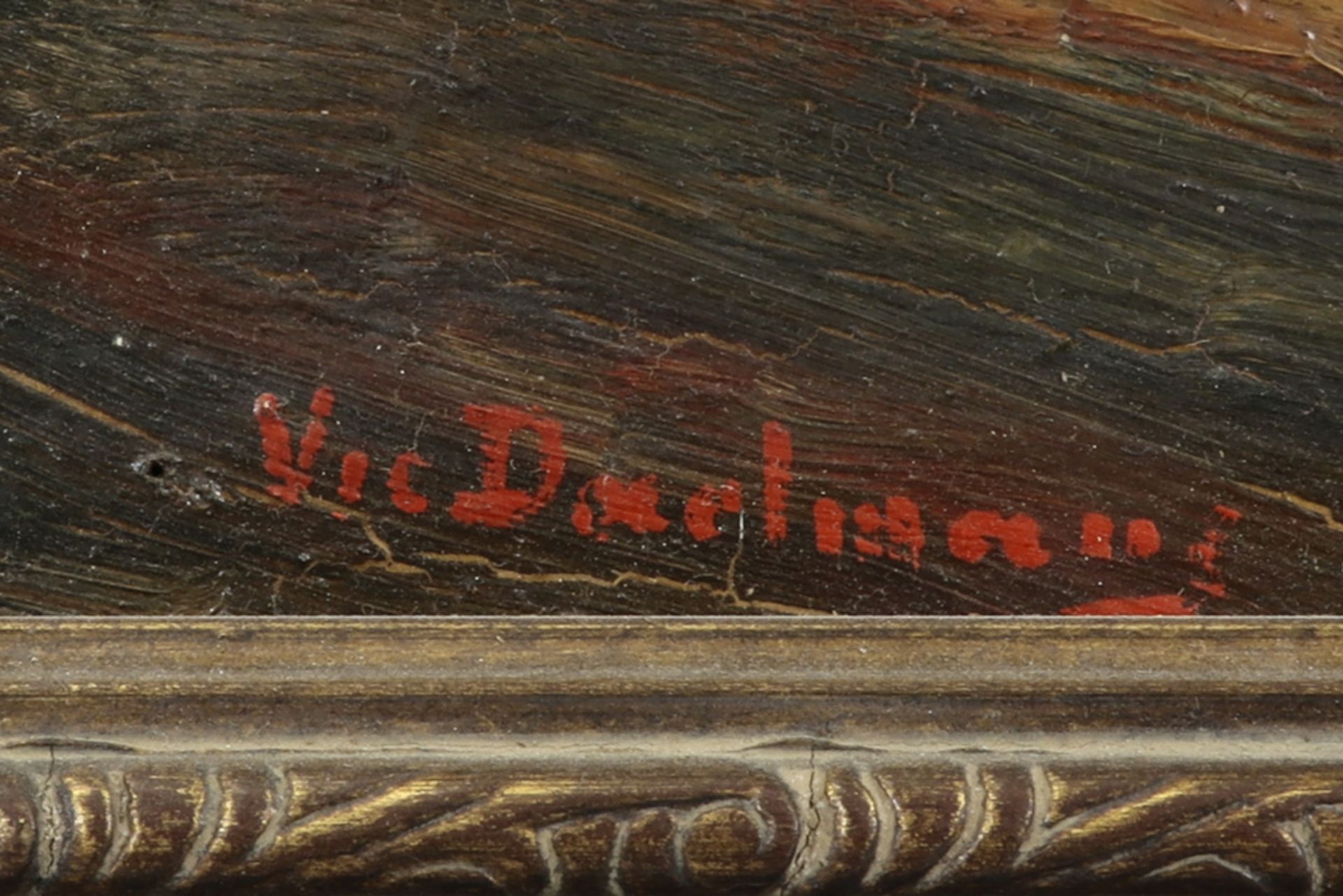 20th Cent. Belgian Vic Daelman signed oilpainting || Olieverfschilderij op paneel : "Interieur" - Bild 2 aus 4