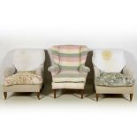 three armchairs, made by A. Vervoordt, who furnished the villa || Lot (3) van een paar fauteuils