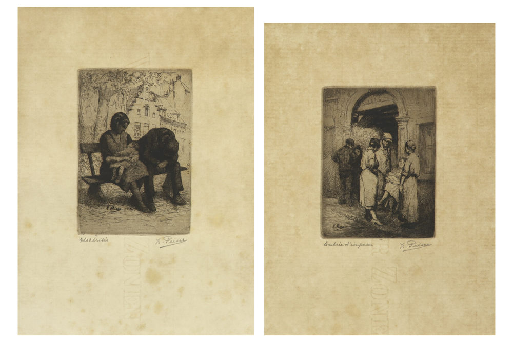 two Belgian etchings signed Kurt Peiser || PEISER KURT (1887 - 1962) twee kleine etsen telkens - Image 2 of 3
