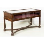 table-display cabinet made of an antique Empire style piano in mahogany with mountings in