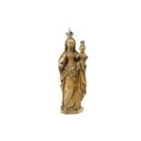 16th/17th Cent. Flemish "Holy Mary with Child" sculpture from Malines - with two silver crowns ||