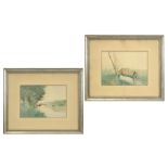 pendant of two 19th Cent. Belgian watercolors - signed Henri Staquet || STAQUET HENRI (1830 -