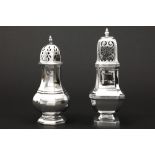 two English casters in marked and "S.J. Rose & Son and Pearce & Sons" signed silver || S. J.