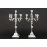 pair of neoclassical Belgian candelabras in Debruyère signed and marked silver || DEBRUYÈRE paar