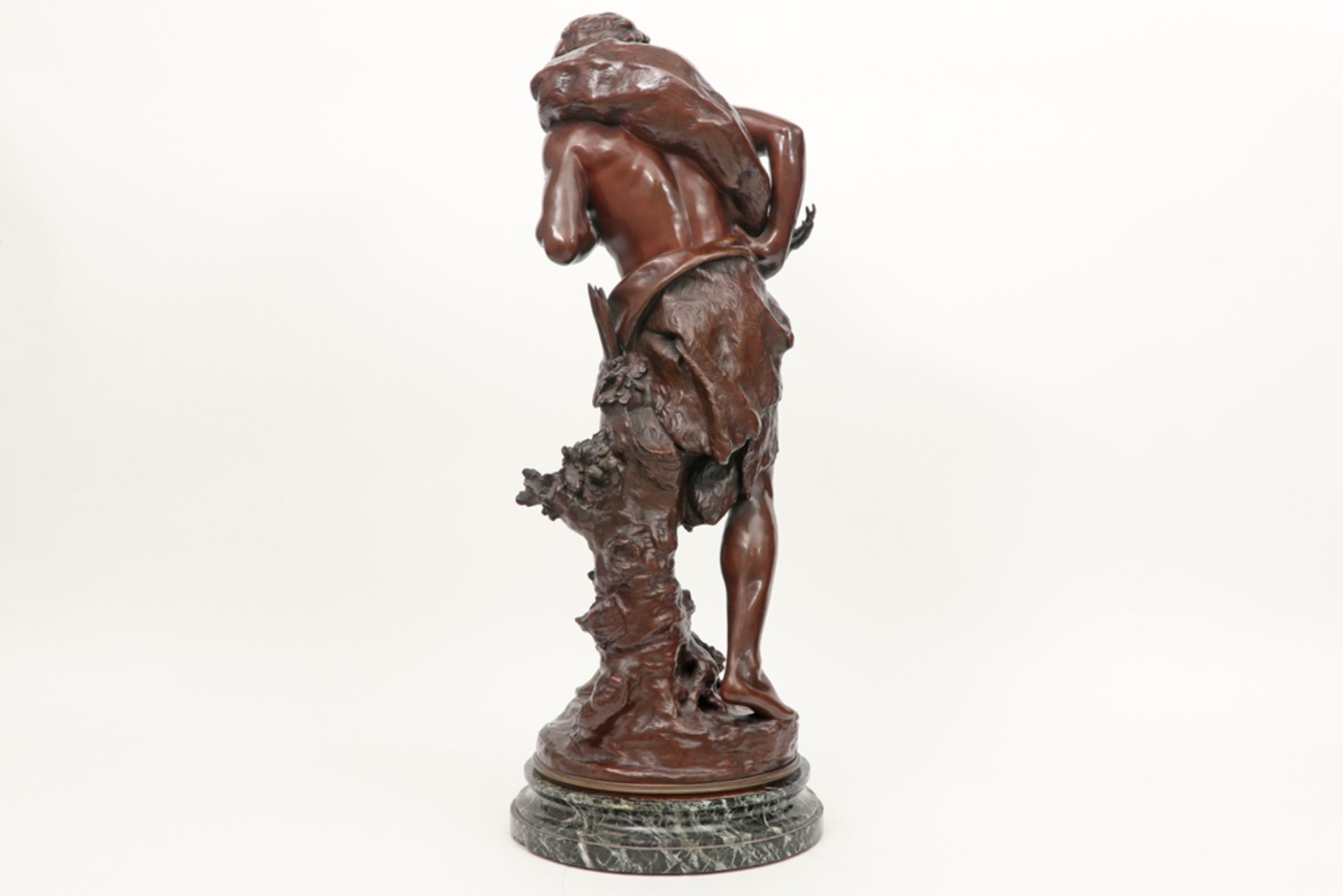 antique Mathurin Moreau sculpture in bronze on a base in green marble - signed || MOREAU MATHURIN ( - Image 3 of 5