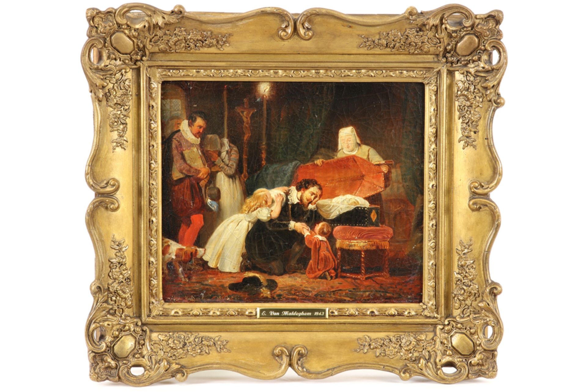 19th Cent. Belgian oil on canvas by Eugène Van Maldeghem (with remains of signature) || VAN - Image 3 of 4