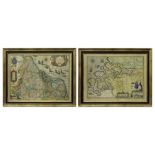 two antique handcoloured engravings || Twee antieke ingekleurde gravures : "Middelburg" en een kaart