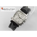 completely original quartz Hamilton marked chrono wristwatch in steel - with its box || HAMILTON