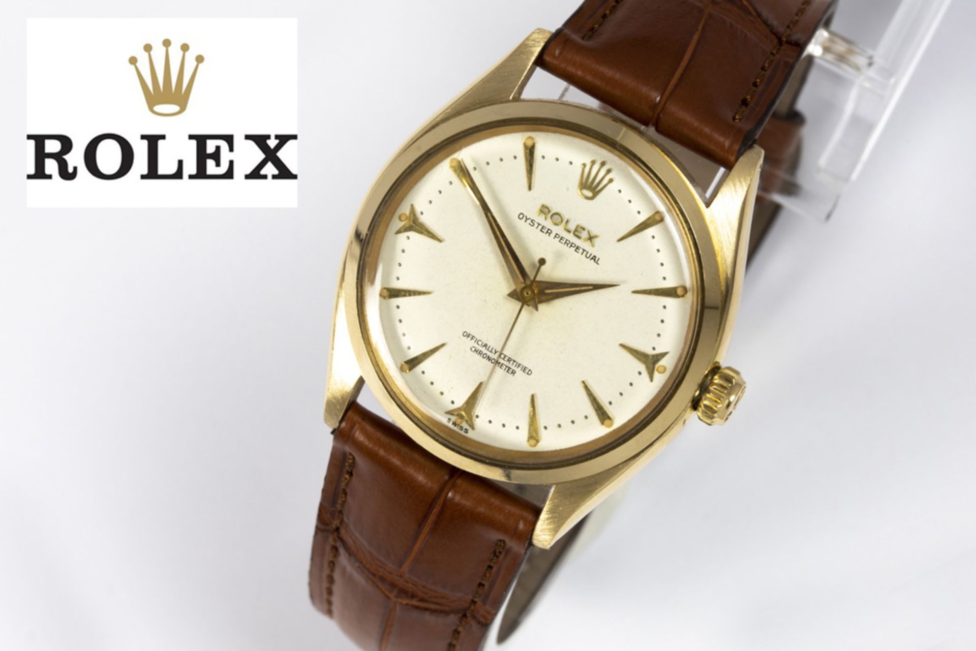 rare Rolex marked automatic "Oyster Perpetual - 6564 - 34 mm (serial number 109xxx) wristwatch in