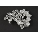 Art Deco period brooch in platinum with ca 6 carat of quality baguette, 8/8 and old brilliant cut