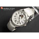 completely original Hamilton marked quartz "Jazzmaster" ladies' wristwatch in steel || HAMILTON