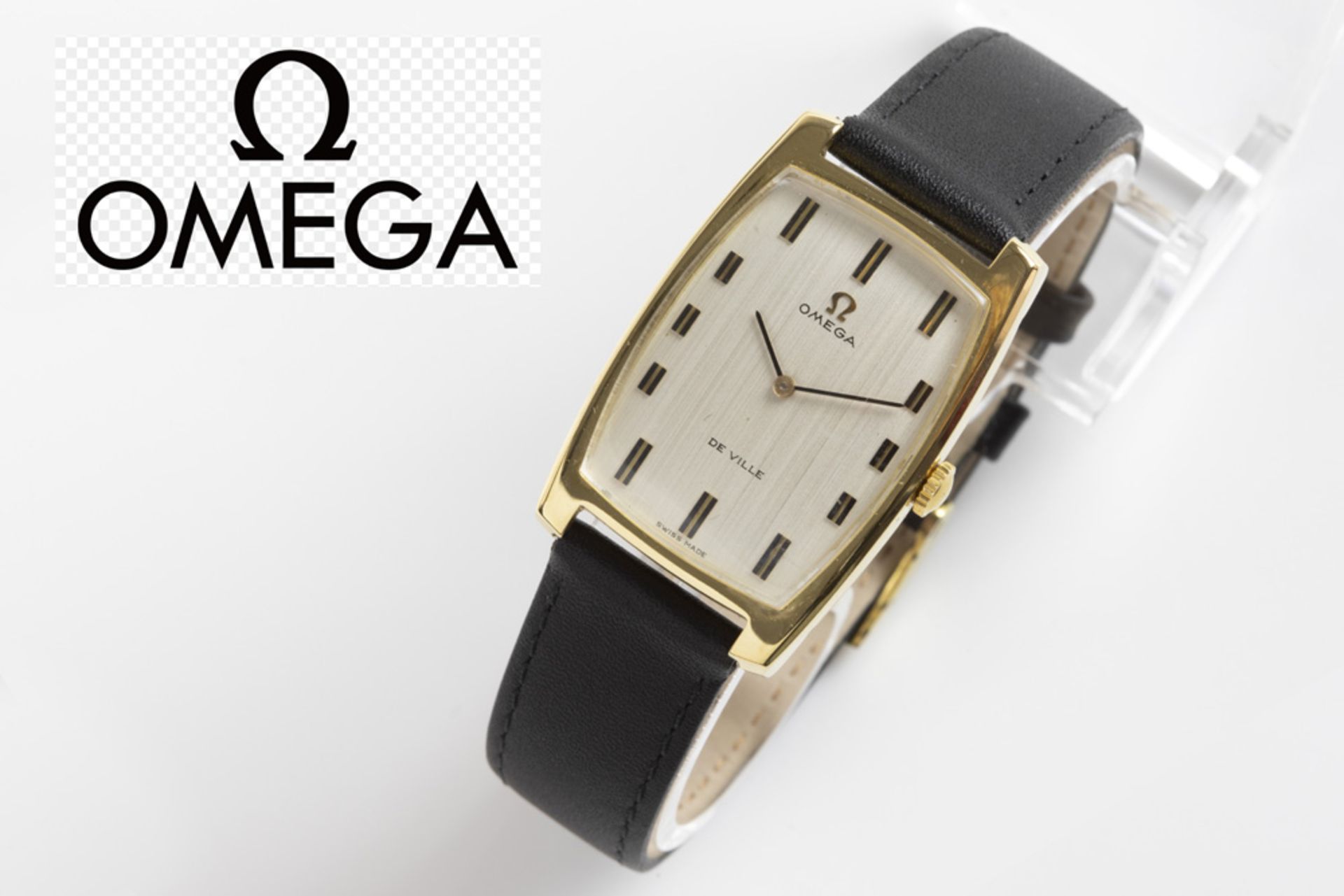 quite rare vintage Omega marked Curvex de Ville (cal. 620) wristwatch in yellow gold (18 carat) with